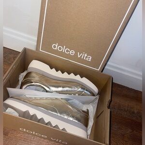 Dolce Vita Shiny Gold Platform Sneakers